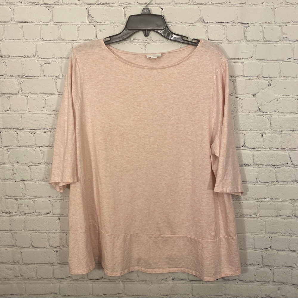 Pure Jill J Jill Womens Shirt 2X Pink Round Neck Short Sleeve Stretch
